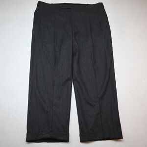 Bespoke 42x30 Gray Flannel Wool Pleated Cuffed Classic Dress Mens Pants
